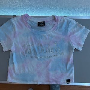 Von Dutch cotton candy tie dye rhinestone crop tee